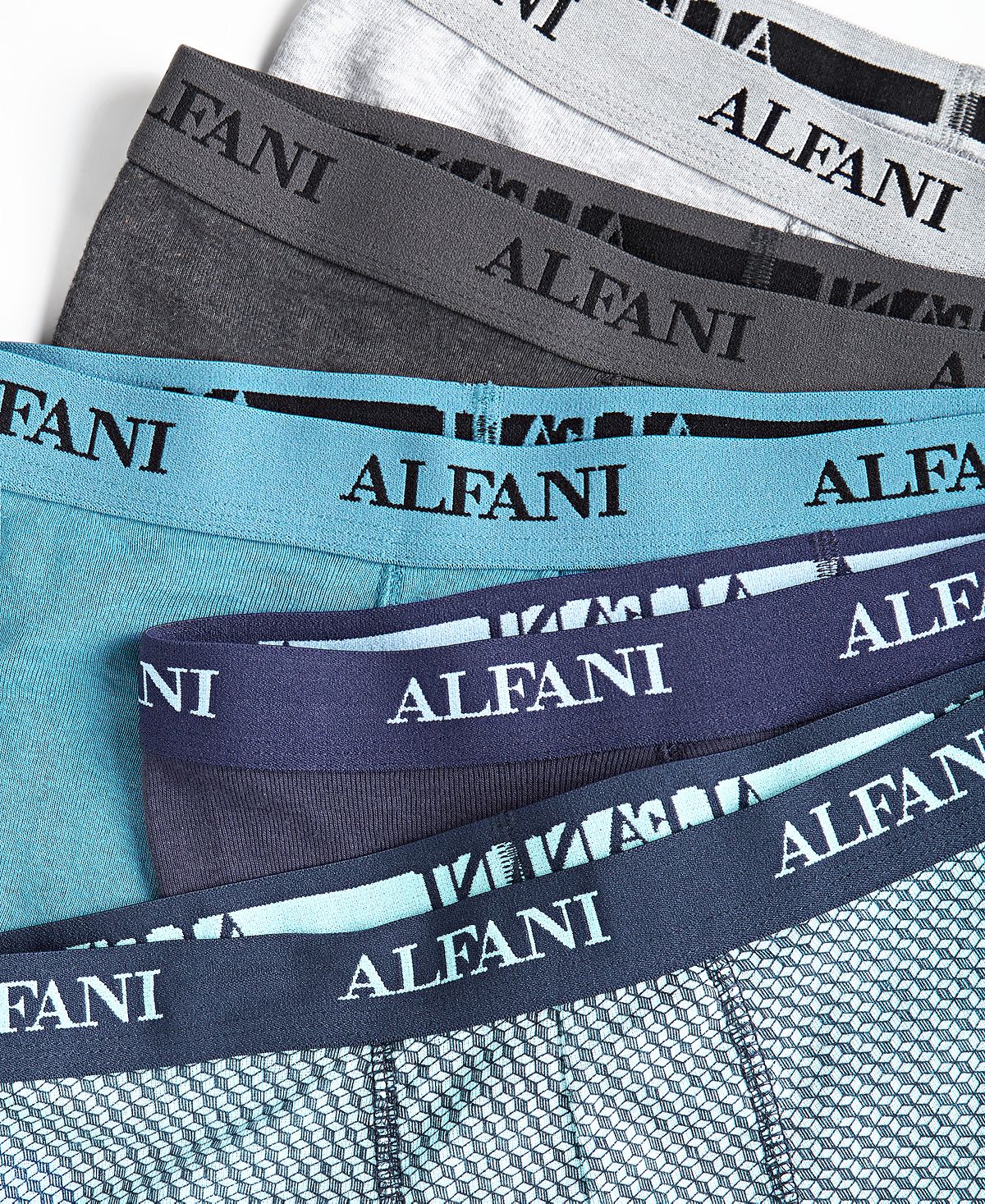 Alfani Men's 5 Pk Solid & Stripe Trunks Blue Size Small