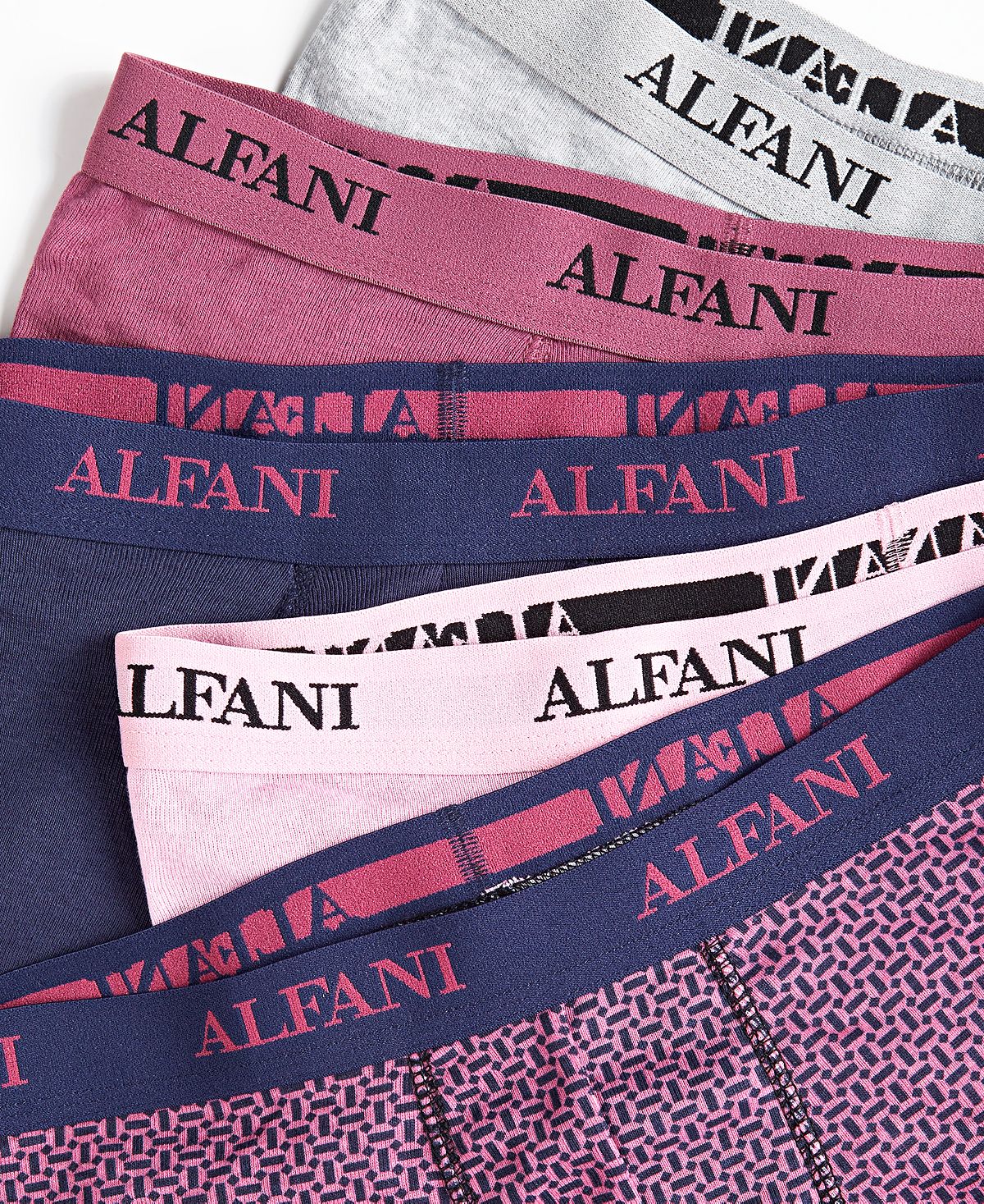 Alfani Men's 5 Pk Solid & Geo-Print Trunks Purple Size Medium