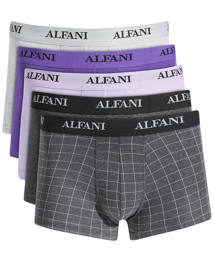 Alfani Men's 5 Pk Patterned & Solid Trunks Gray Size Small