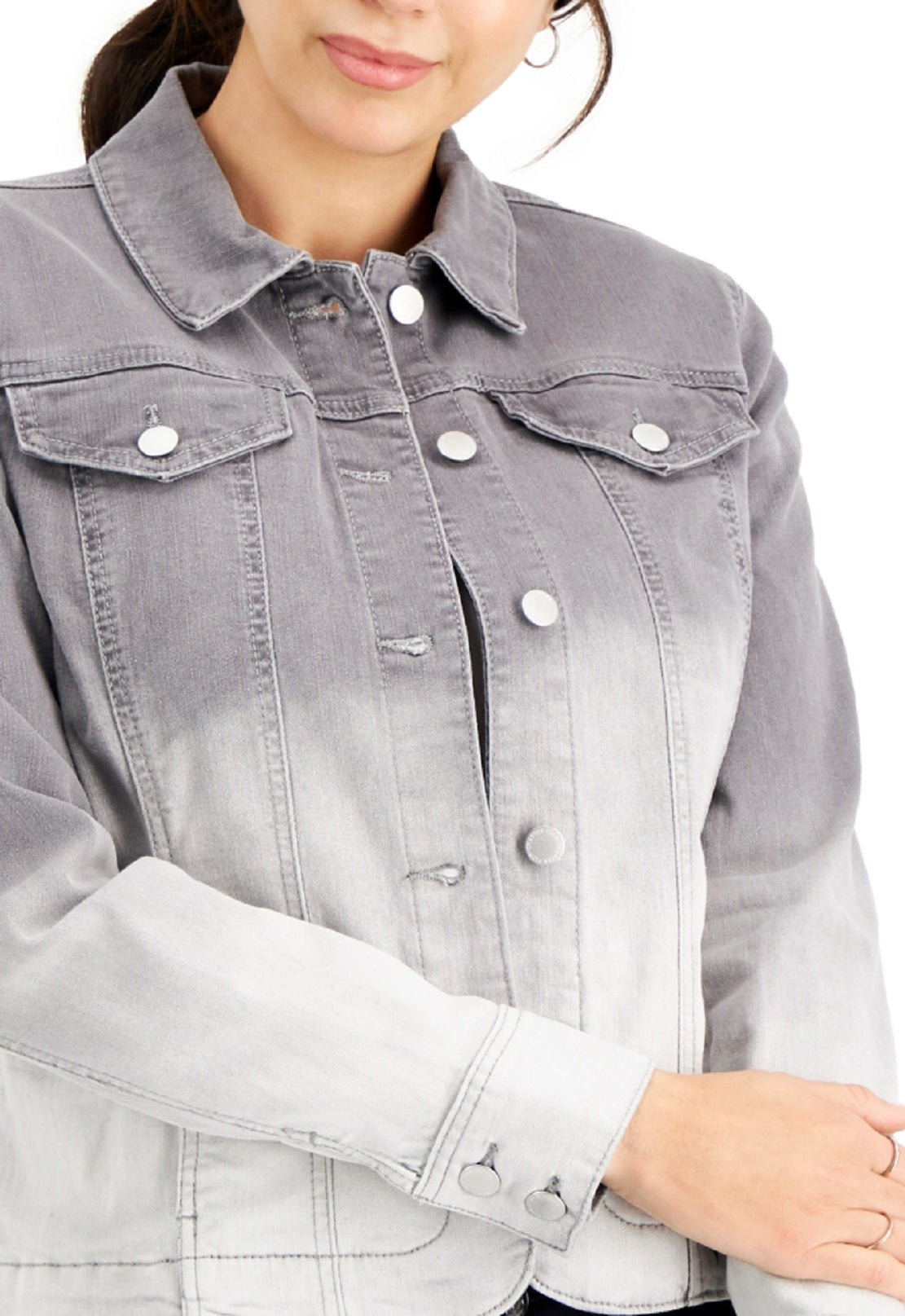Charter Club Women's Ombre Jean Jacket Gray Size Petite Large