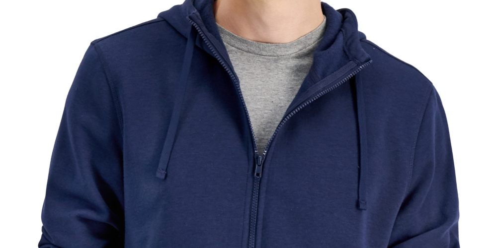 ID Ideology Men's Regular Fit Solid Full Zip Hoodie Blue Size 2XL