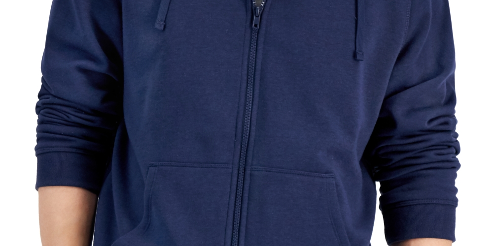 ID Ideology Men's Regular Fit Solid Full Zip Hoodie Blue Size 2XL