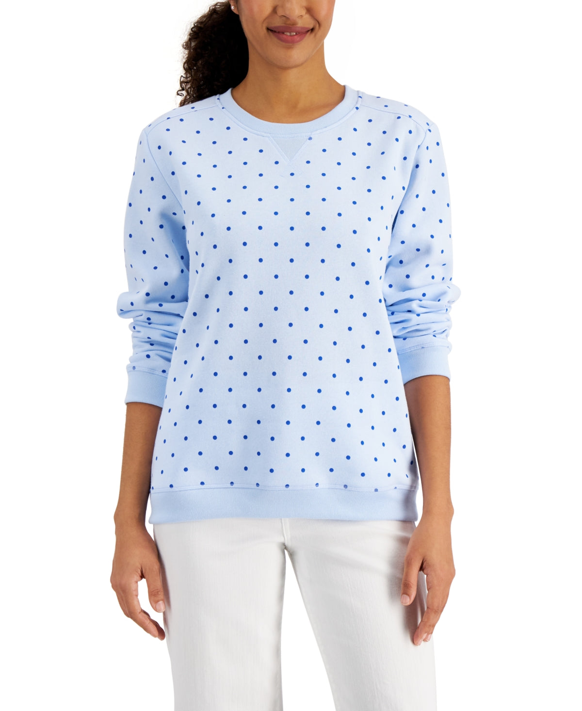 Karen Scott Women's Simple Dot Sweatshirt Blue Size X-Large