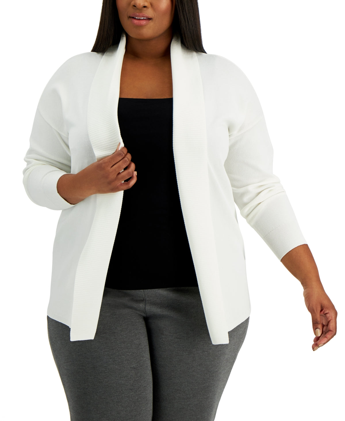 Alfani Women's Open Front Cardigan White Size 0X