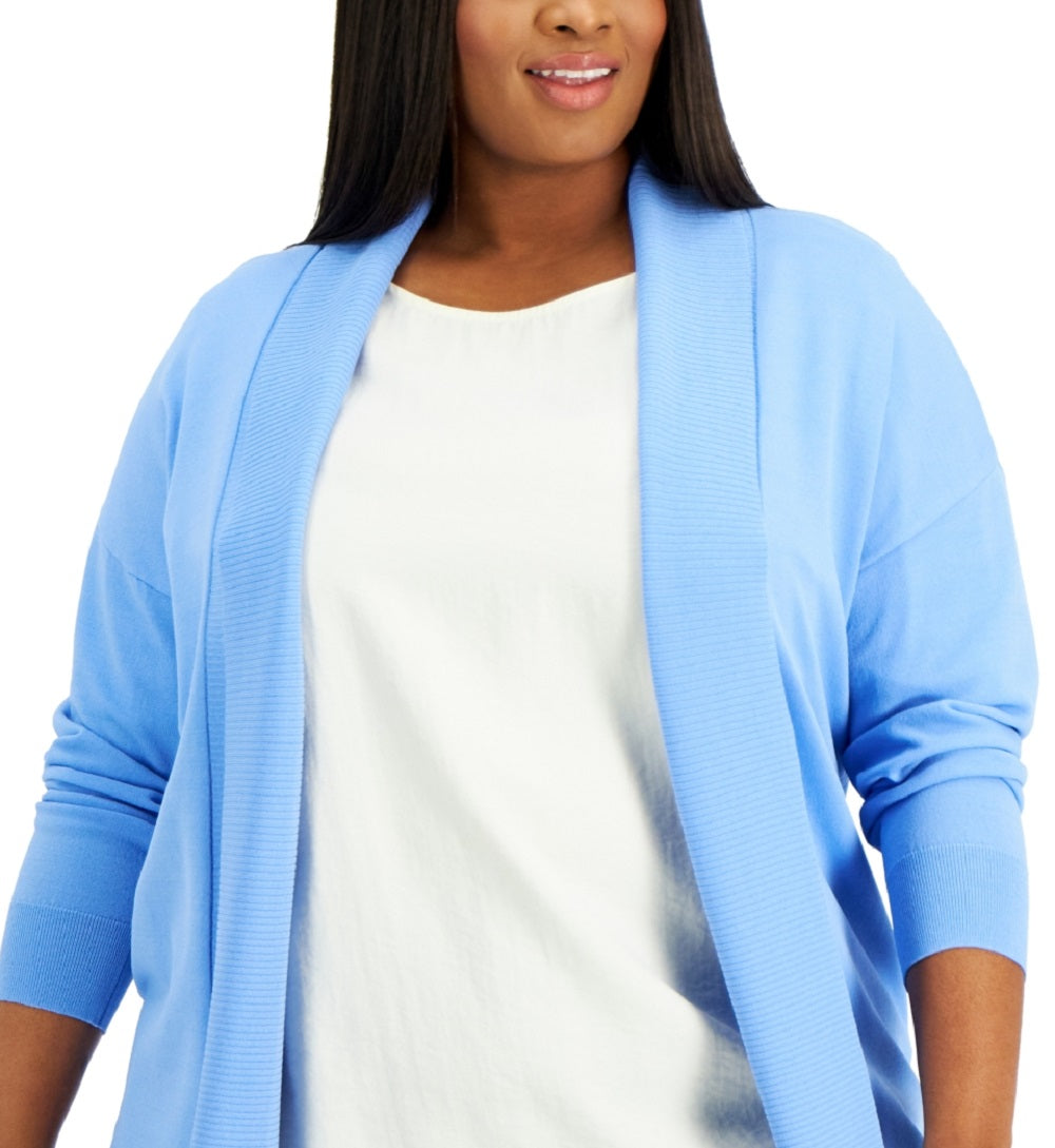 Alfani Women's Open Front Cardigan Blue Size 0X