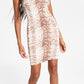 Bar III Women's Snake Embossed Bodycon Dress Brown Size Petite Large