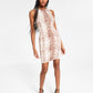 Bar III Women's Snake Embossed Bodycon Dress Brown Size Petite X-Large