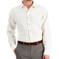 Alfani Men's Regular Fit 2 Way Stretch Herringbone Dress Shirt Brown Size 34X35