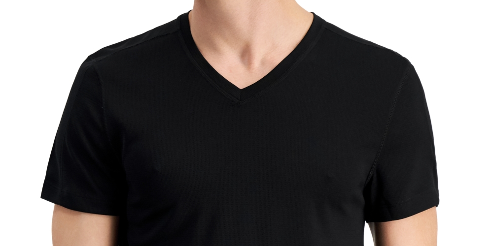 ID Ideology Men's Birdseye Mesh V Neck T-Shirt Black Size XXL