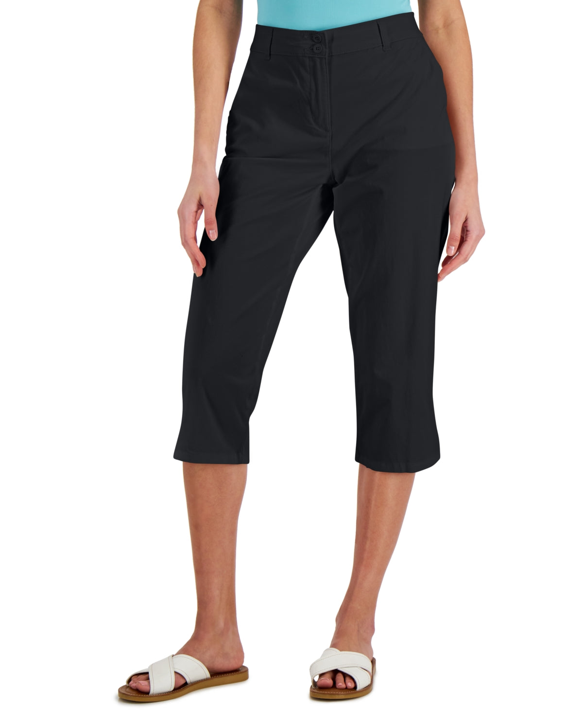 Karen Scott Women's Comfort Waist Capri Pants Black Size 8 Petite