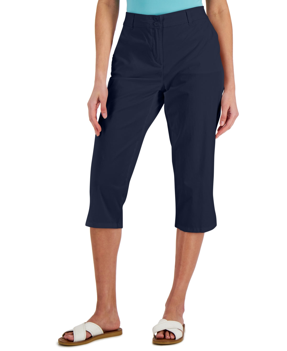 Karen Scott Women's Comfort-Waist Capri Pants Blue Size 6 Petite