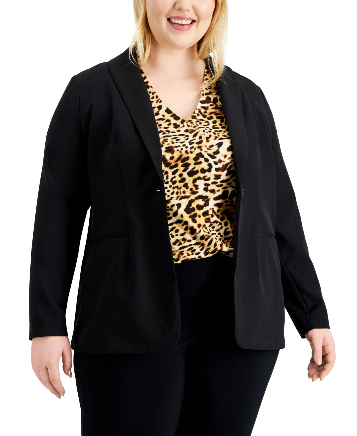Alfani Women's Shawl Collar Blazer Black Size 3X