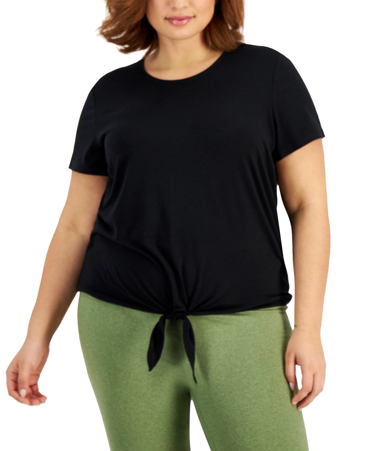 ID Ideology Women's Tie Front T-Shirt Black Size 3X