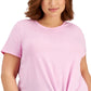 ID Ideology Women's Tie Front T-Shirt Pink Size 3X