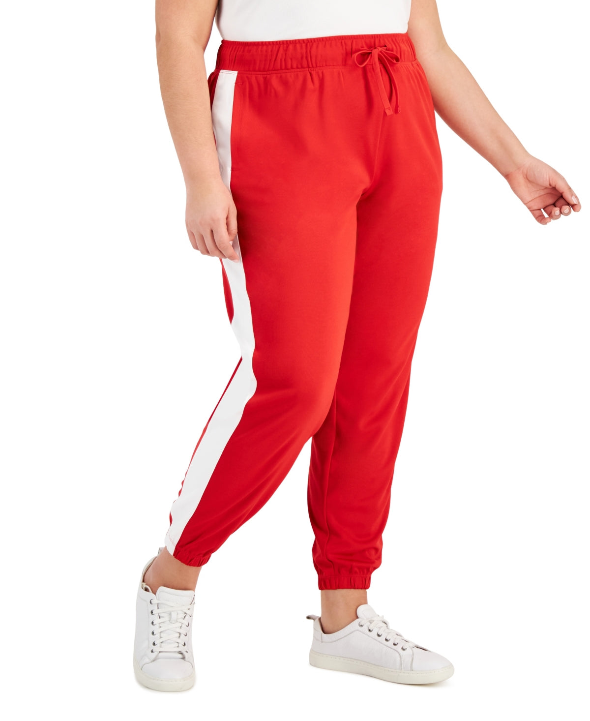 ID Ideology Women's Racing Stripe Joggers Red Size 1X