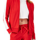ID Ideology Women's Zip Striped Sleeve Track Jacket Red
