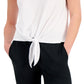 ID Ideology Women's Knot Front T-Shirt White Size Small