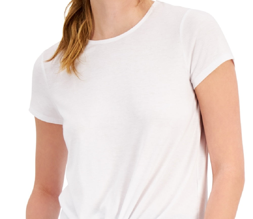 ID Ideology Women's Knot Front T-Shirt White Size Medium