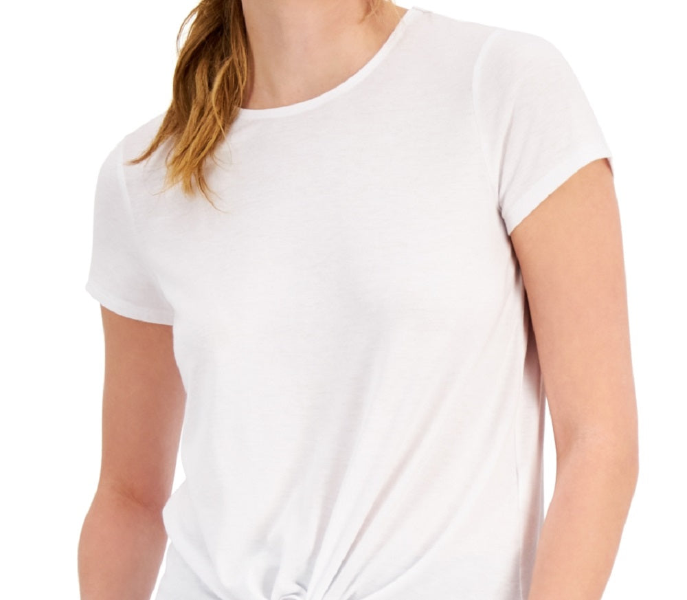 ID Ideology Women's Knot Front T-Shirt White Size Large