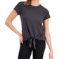 ID Ideology Women's Knot Front T-Shirt Gray Size Large