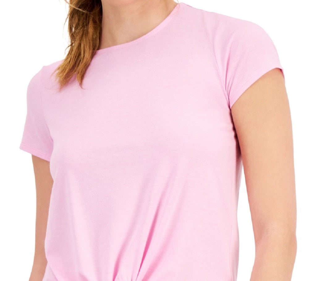 ID Ideology Women's Knot Front T-Shirt Pink Size Small