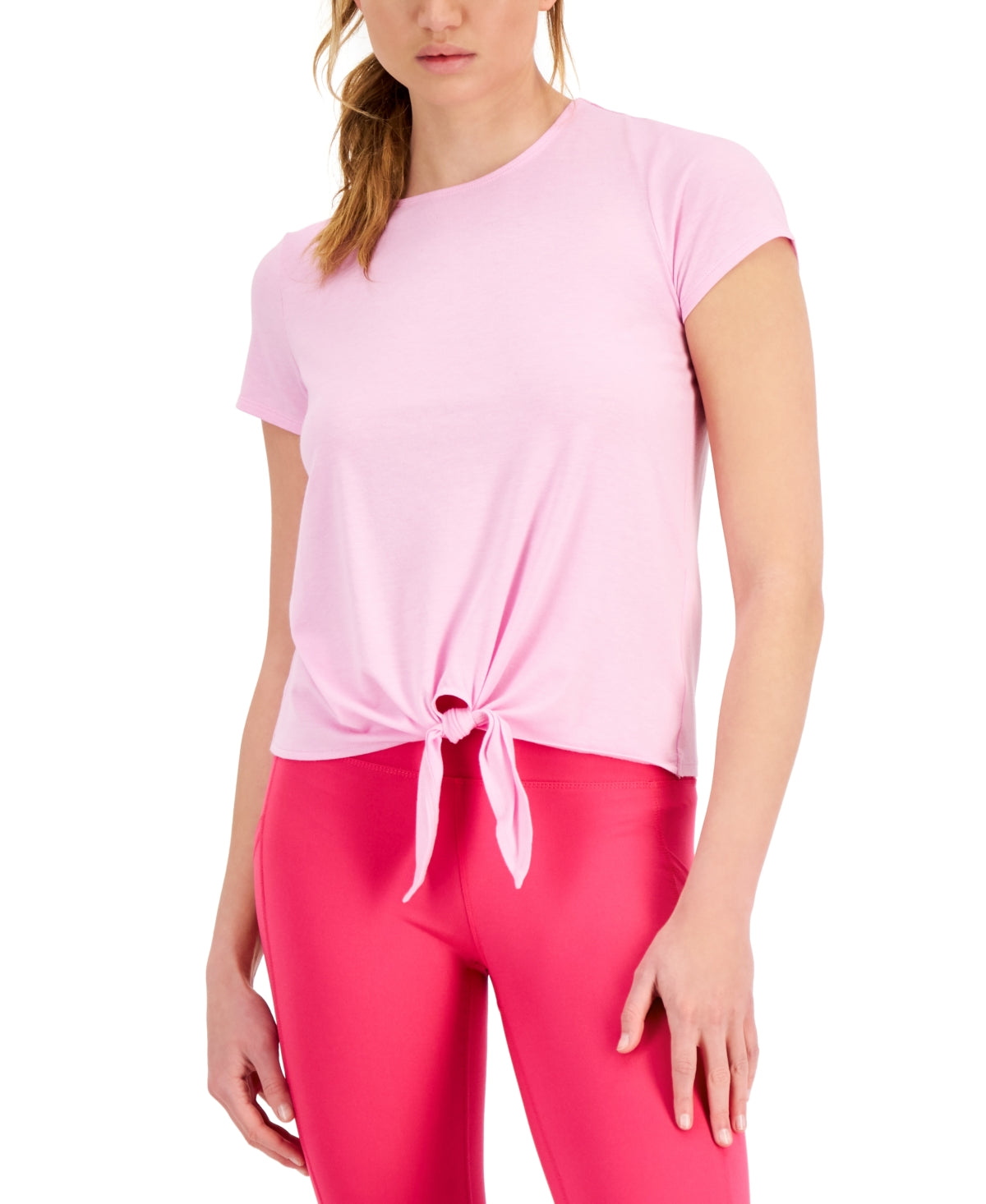 ID Ideology Women's Knot Front T-Shirt Pink Size Large