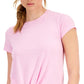 ID Ideology Women's Knot Front T-Shirt Pink Size X-Large