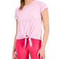 ID Ideology Women's Knot Front T-Shirt Pink Size X-Large