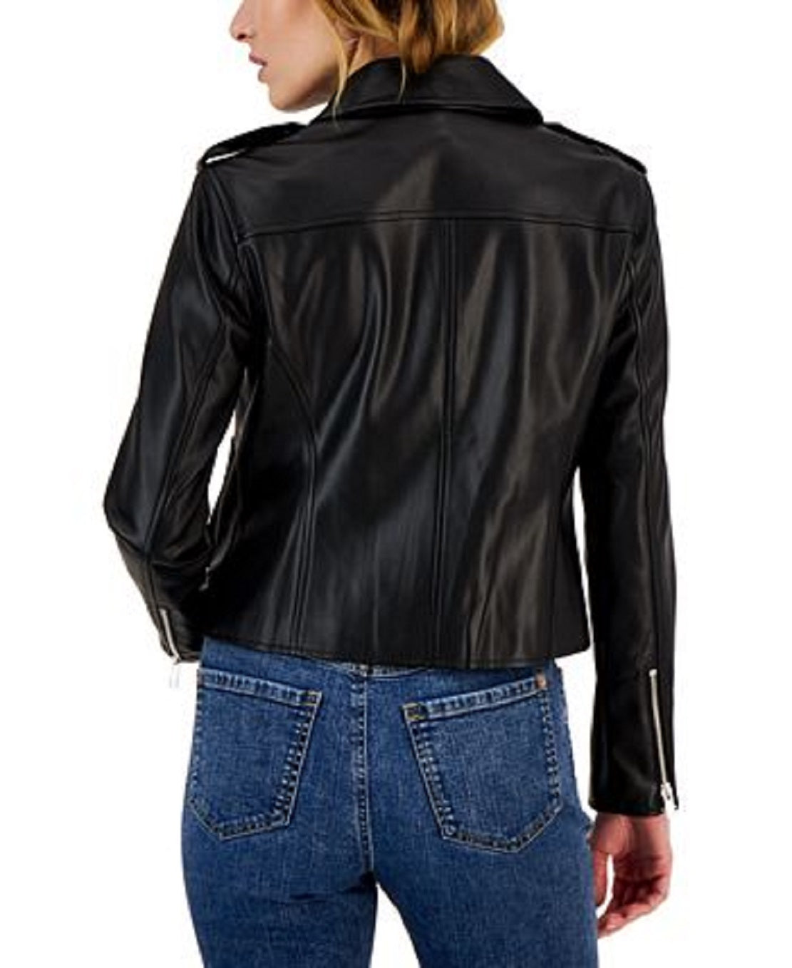 INC International Concepts Women's Faux Leather Jacket Black Size Medium