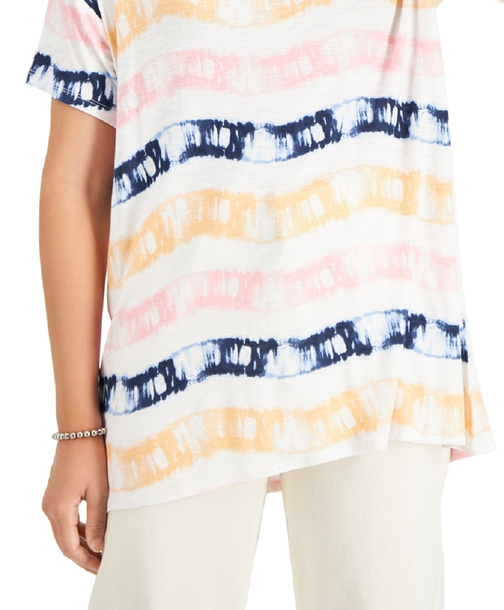 Style & Co Women's Drapey V Neck Short Sleeve T-Shirt White Size Medium