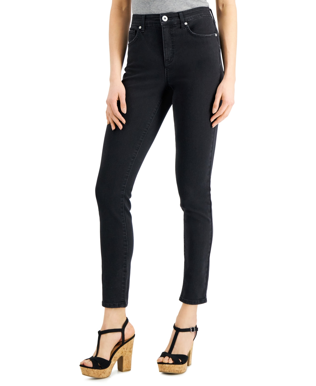 Style & Co Women's High Rise Skinny Ankle Jeans Black Size 6