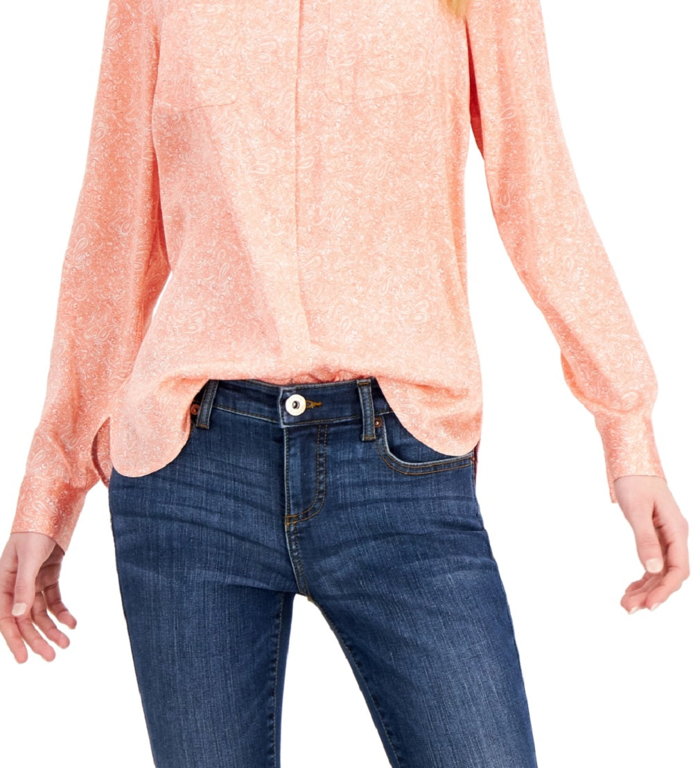 INC International Concepts Women's Patch Pocket Shirt Orange Size XX-Large