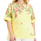 Karen Scott Women's Boat Neck Top Yellow Size 1X