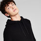 And Now This Men's Ribbed Knit Pullover Hooded Sweater Black