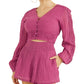 GUESS Women's Abigail Gauze Crop Top Purple Size Large