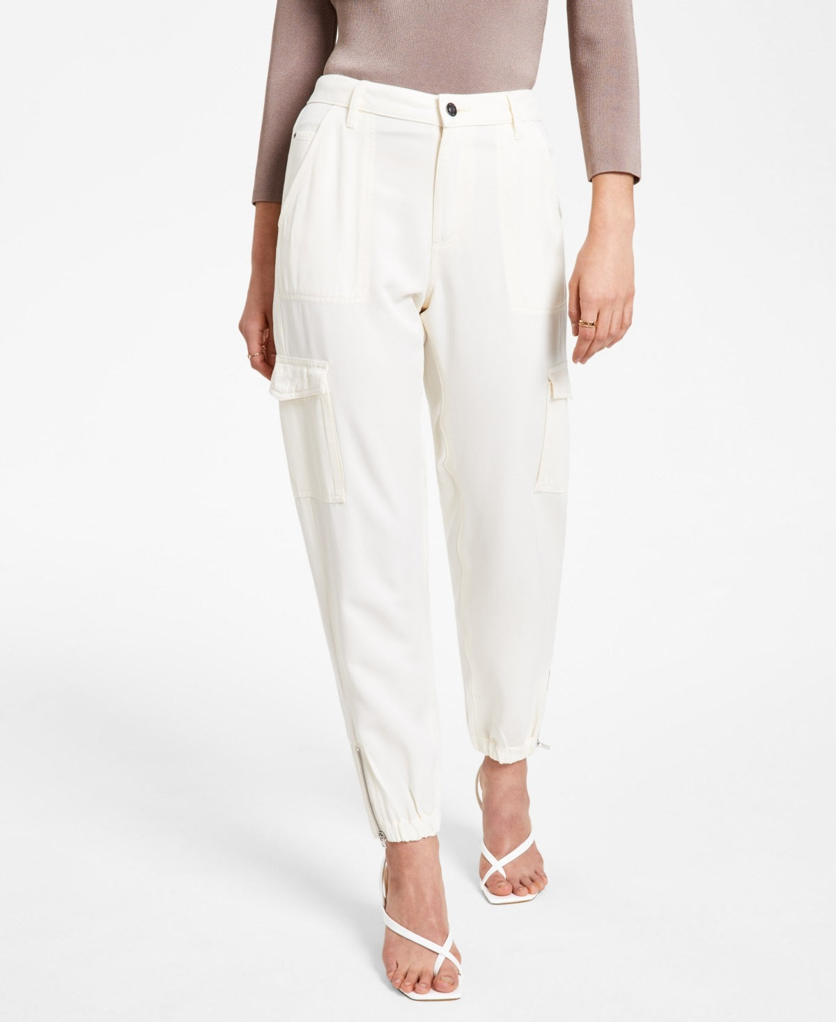 GUESS Women's Bowie Cargo Chino Pants White Size 31