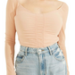 GUESS Women's Kimbra Shirred Mesh Top Blue Size Large