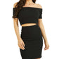 GUESS Women's France Ribbed Off The Shoulder Top Black Size X-Large