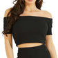 GUESS Women's France Ribbed Off The Shoulder Top Black Size X-Large