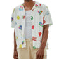 GUESS Men's Printed Camp Shirt White Size XX-Large