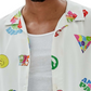 GUESS Men's Printed Camp Shirt White Size XX-Large