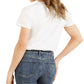 GUESS Women's Embellished Graphic Print Cotton T-Shirt White Size X-Small