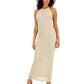 GUESS Women's Ramona Pointelle Halter Maxi Dress Brown Size Medium
