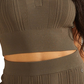 GUESS Women's Amalia Crop Ribbed Polo T-Shirt Brown Size Large