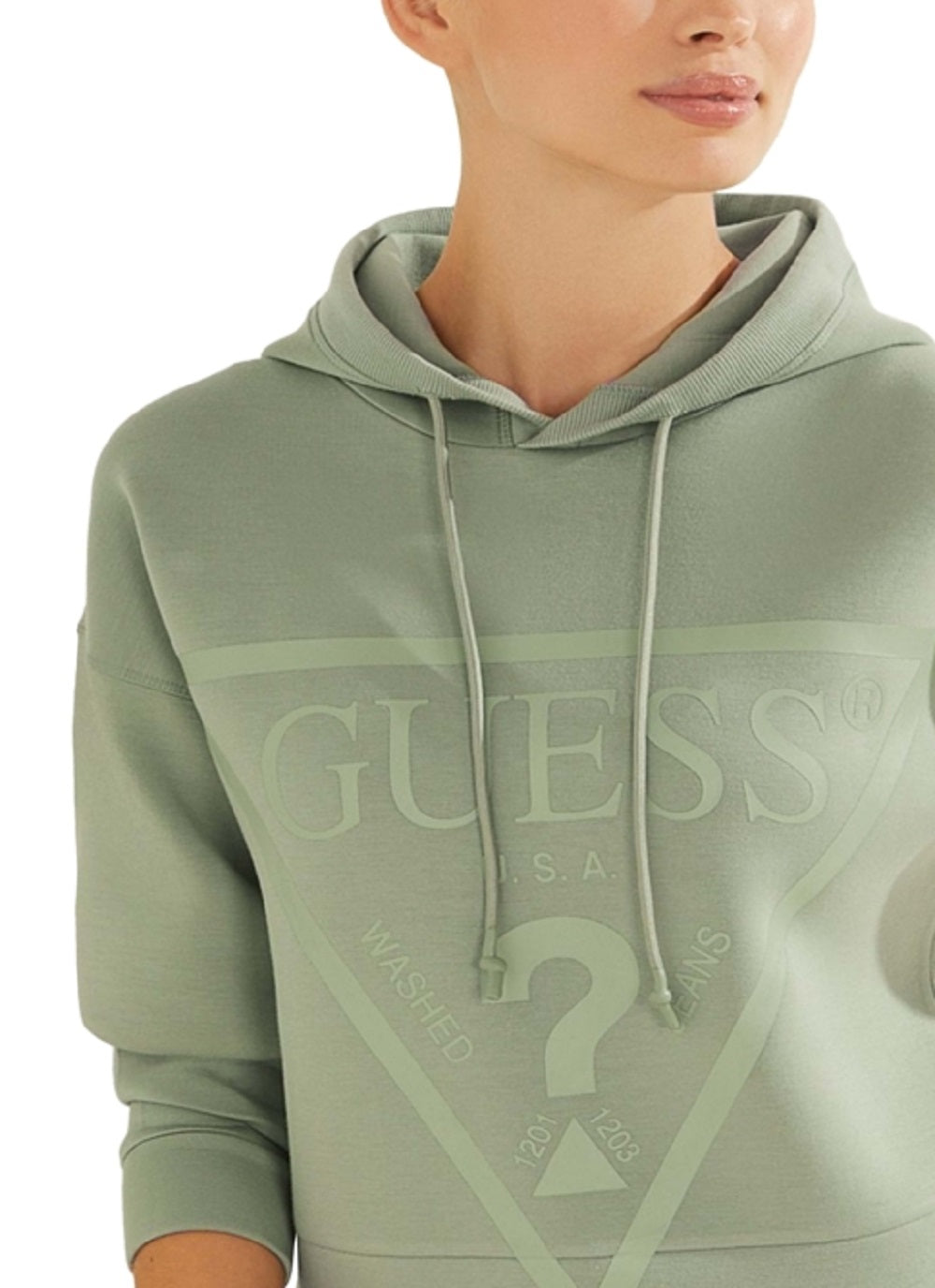 GUESS Women's Alisa Cropped Hoodie Green Size Medium