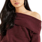 GUESS Women's Gerri Ribbed Off The Shoulder Sweater Red Size X-Large
