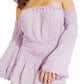 GUESS Women's Debby Off The Shoulder Mini Dress Purple Size Large