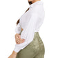 GUESS Women's Savina Cotton Tie Front Cropped Shirt White Size X-Large