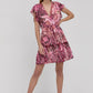 GUESS Women's Rosa Floral Print Flutter Sleeve Dress Pink Size Large