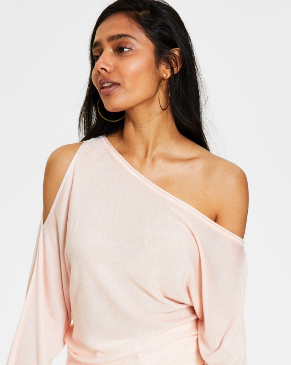 GUESS Women's Audrey One Shoulder Sweater Pink Size Small